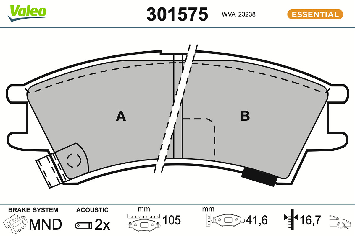 Jeu de 4 plaquettes de frein VALEO ref. 301575